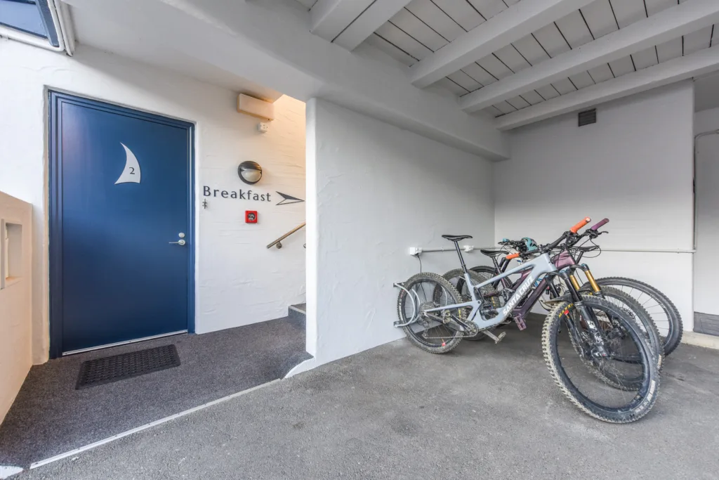 Covered bike storage rack with e-bike charge points