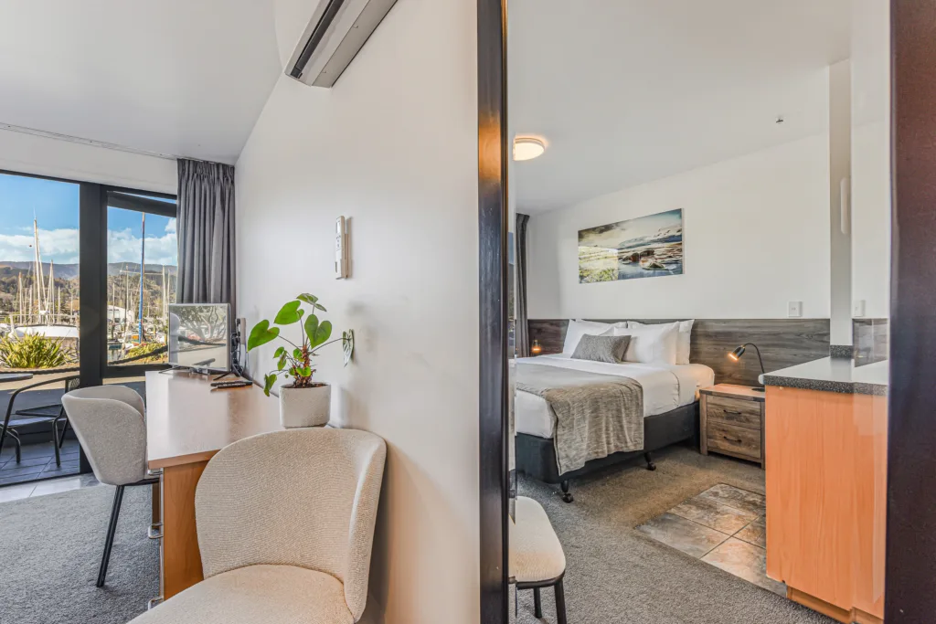 Two connecting rooms with marina views and super king beds