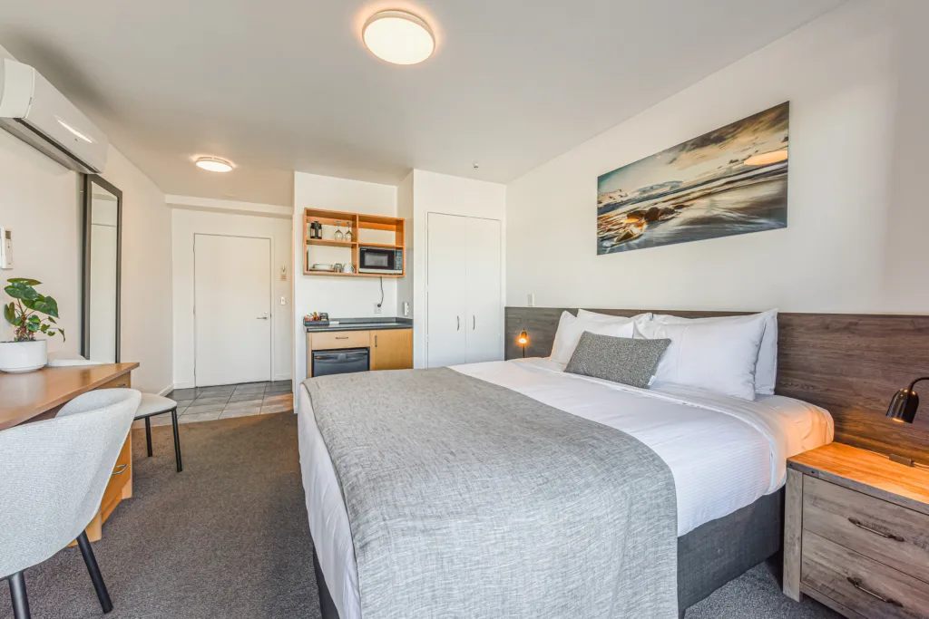Upper Marina Studio with super king bed, desk and kitchenette